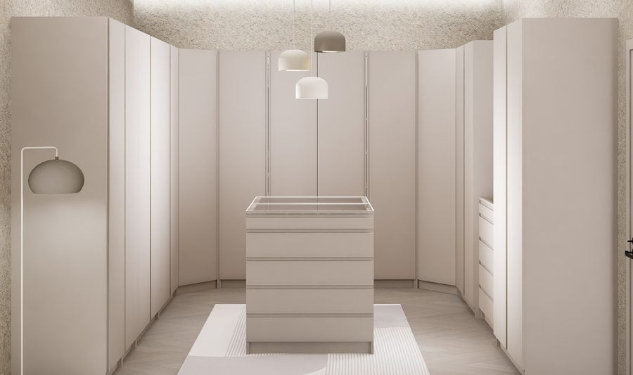 York Kum ahşap kapaklı modüllerle giyinme odası