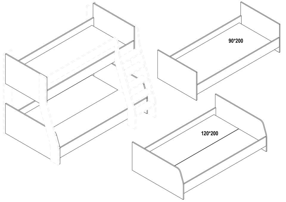 Tekil White Bunk Bed