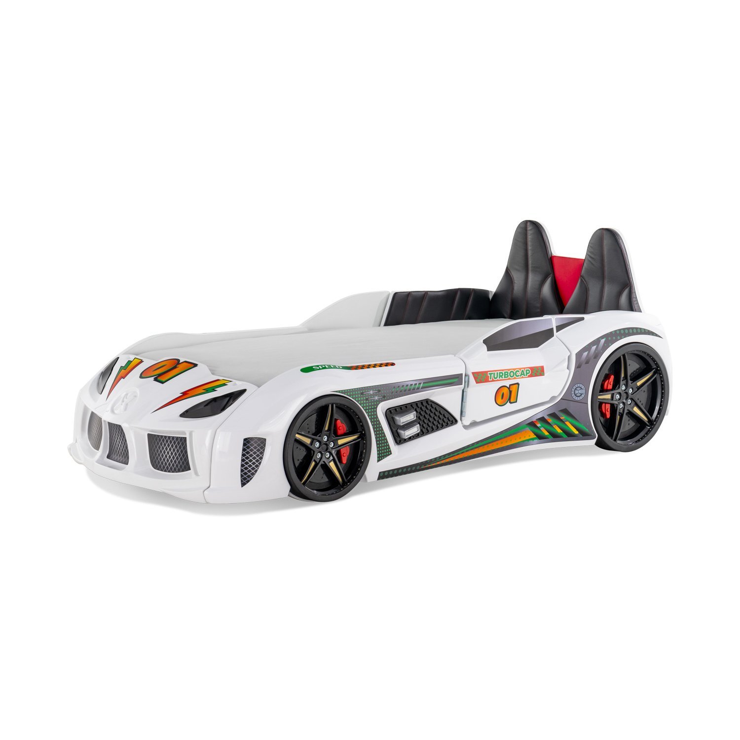 Turbo Cap Car Bed with Openable Doors (White)