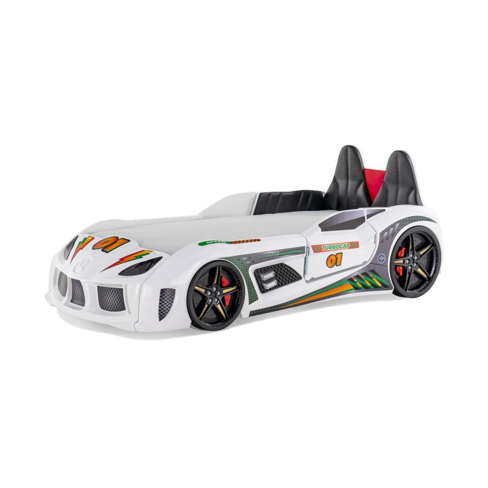 Turbo Cap Car Bed with Openable Doors (White)