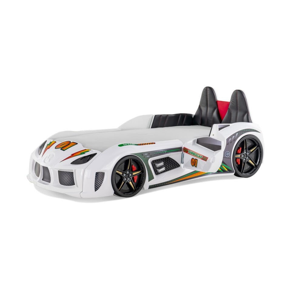 Turbo Cap Car Bed with Openable Doors (White)