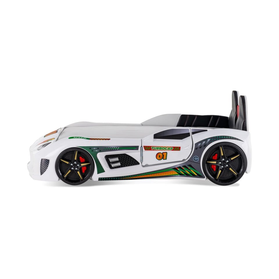Turbo Cap Car Bed with Openable Doors (White)
