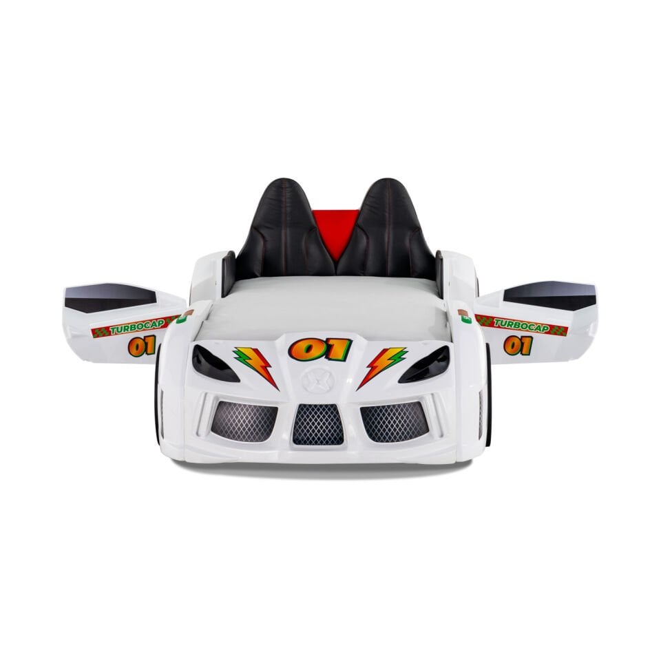 Turbo Cap Car Bed with Openable Doors (White)