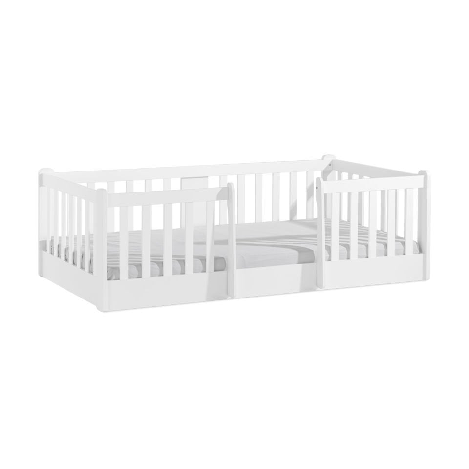 Frozen Montessori Bed – white low bed with guard rails