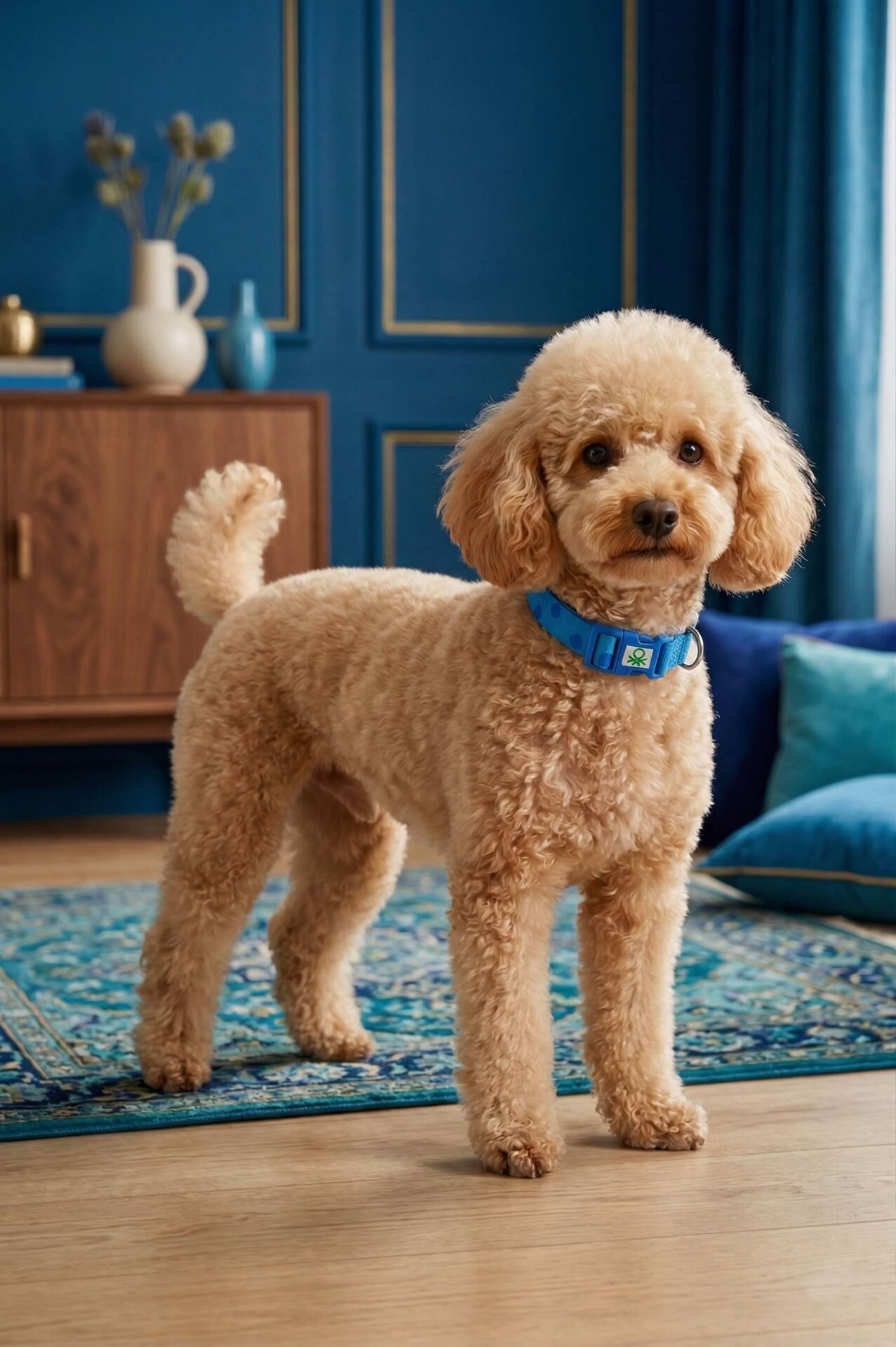 Örme Tasma Puantiyeli Mavi