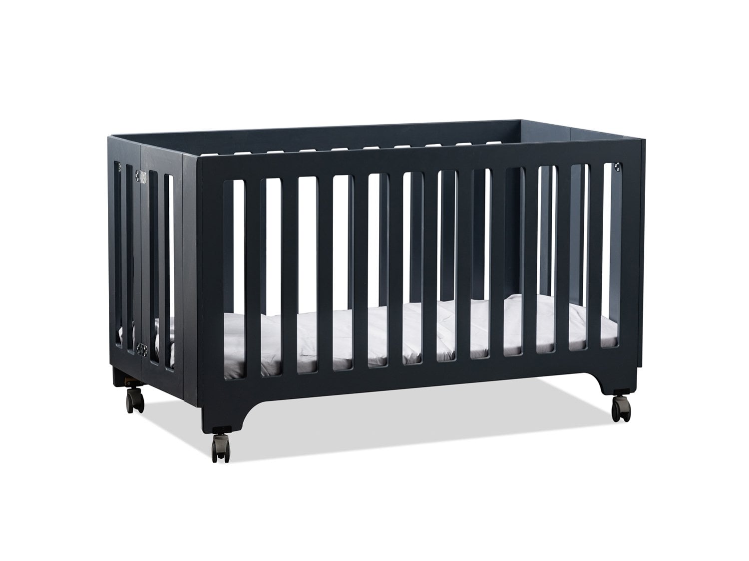 Foldable MDF Crib Anthracite (with mattress)