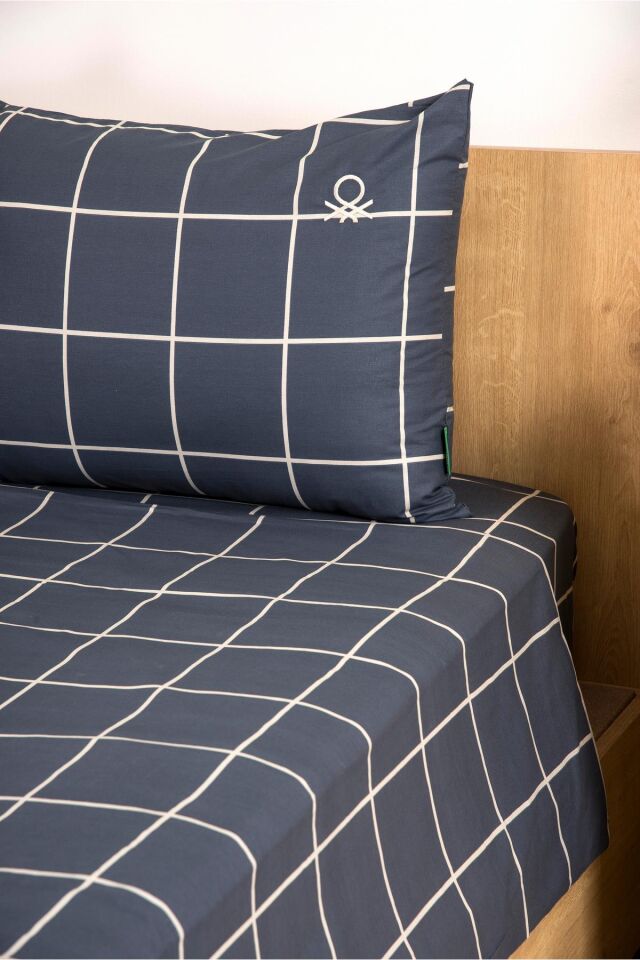 Benetton Nevresim Takımı Gri Kareli