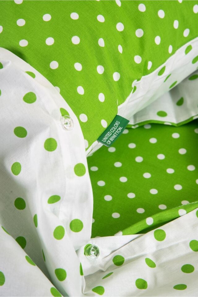 Benetton Nevresim Takımı Yeşil Puantiyeli