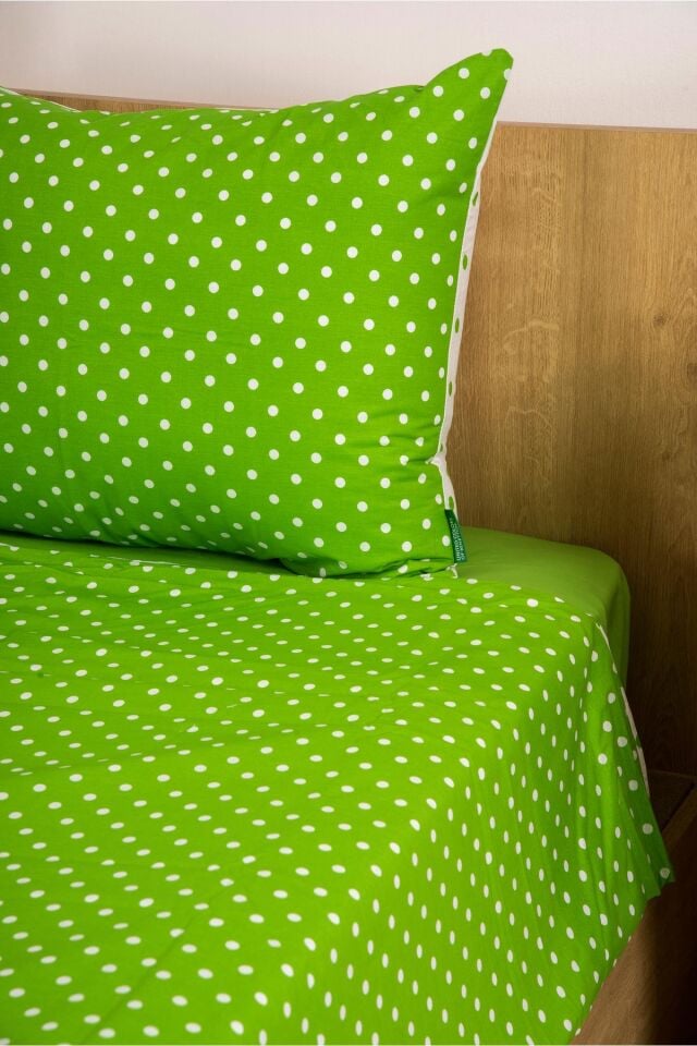 Benetton Nevresim Takımı Yeşil Puantiyeli