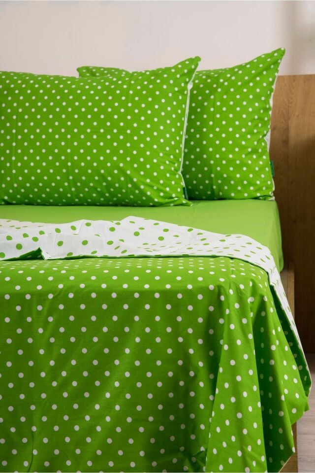 Benetton Nevresim Takımı Yeşil Puantiyeli