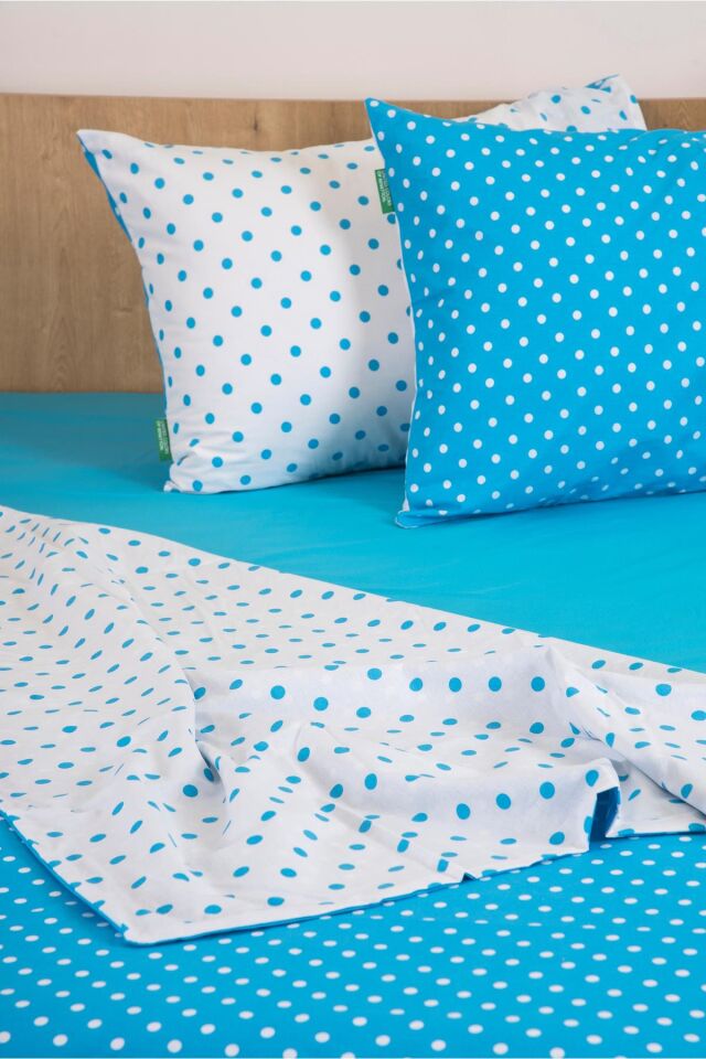 Benetton Nevresim Takımı Mavi Puantiyeli