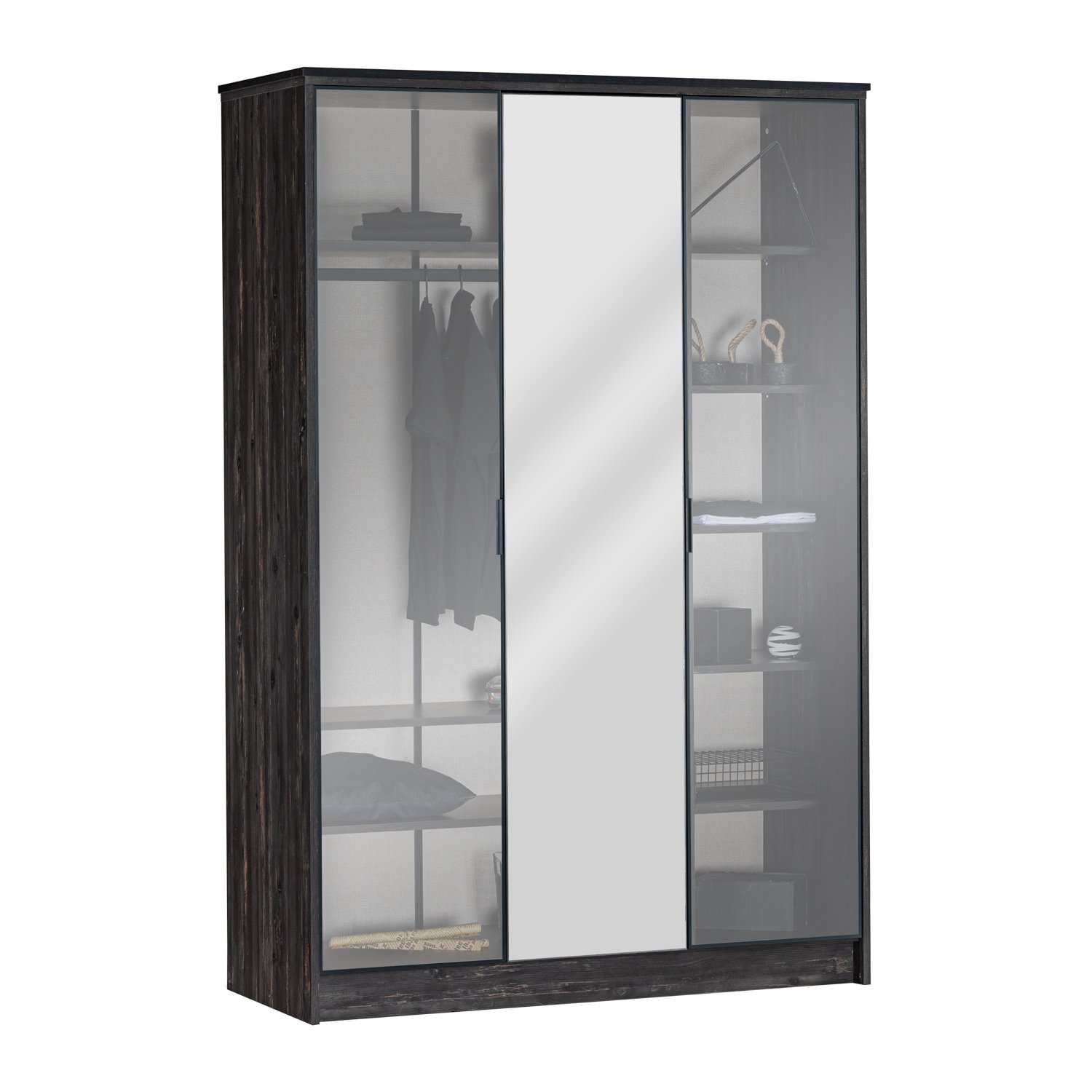 Cosmos 3-Door Wardrobe with Glass Doors