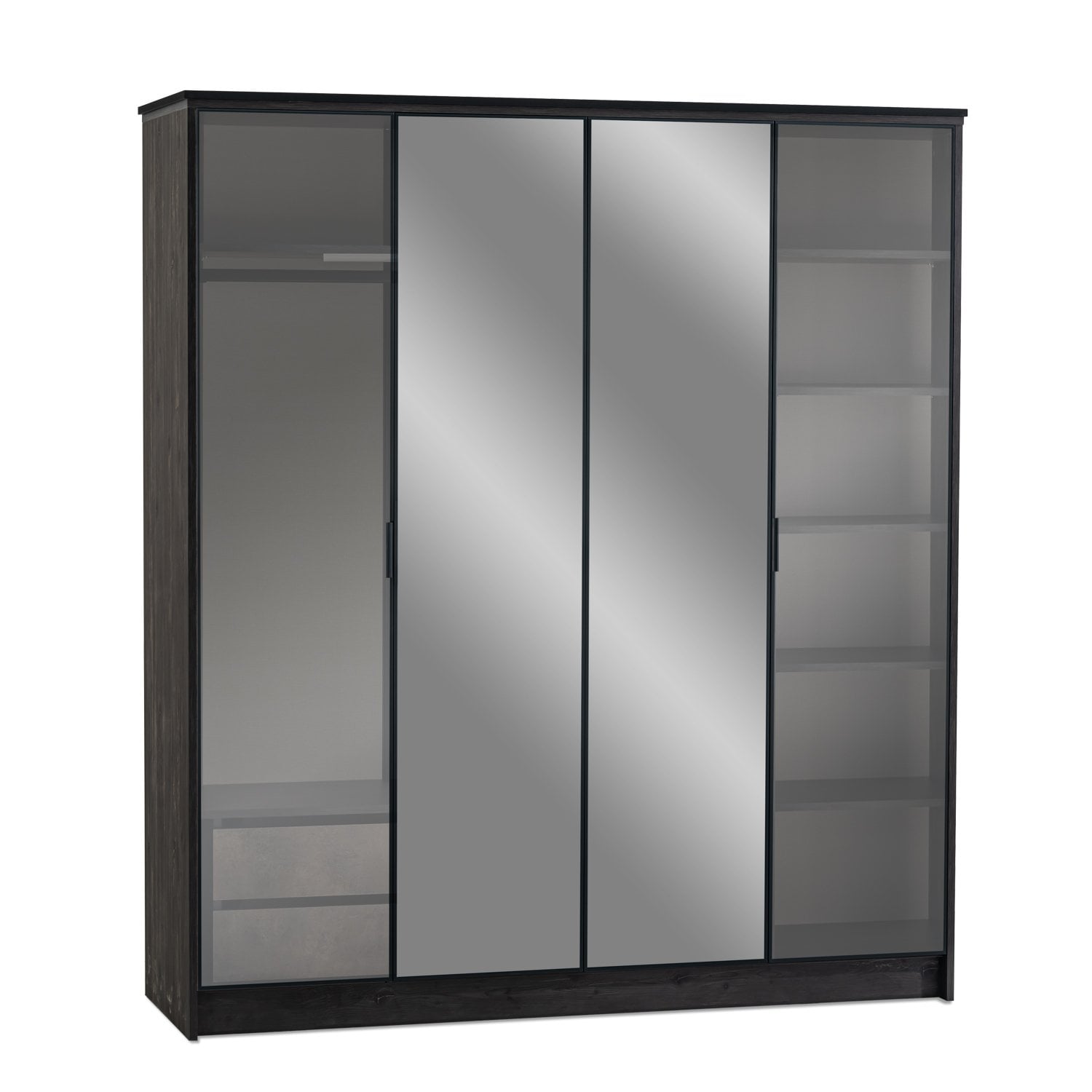 Cosmos 4-Door Wardrobe with Glass and Mirror Doors