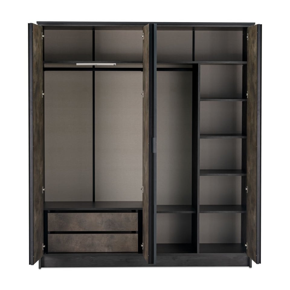Cosmos 4-Door Wardrobe with Glass and Mirror Doors