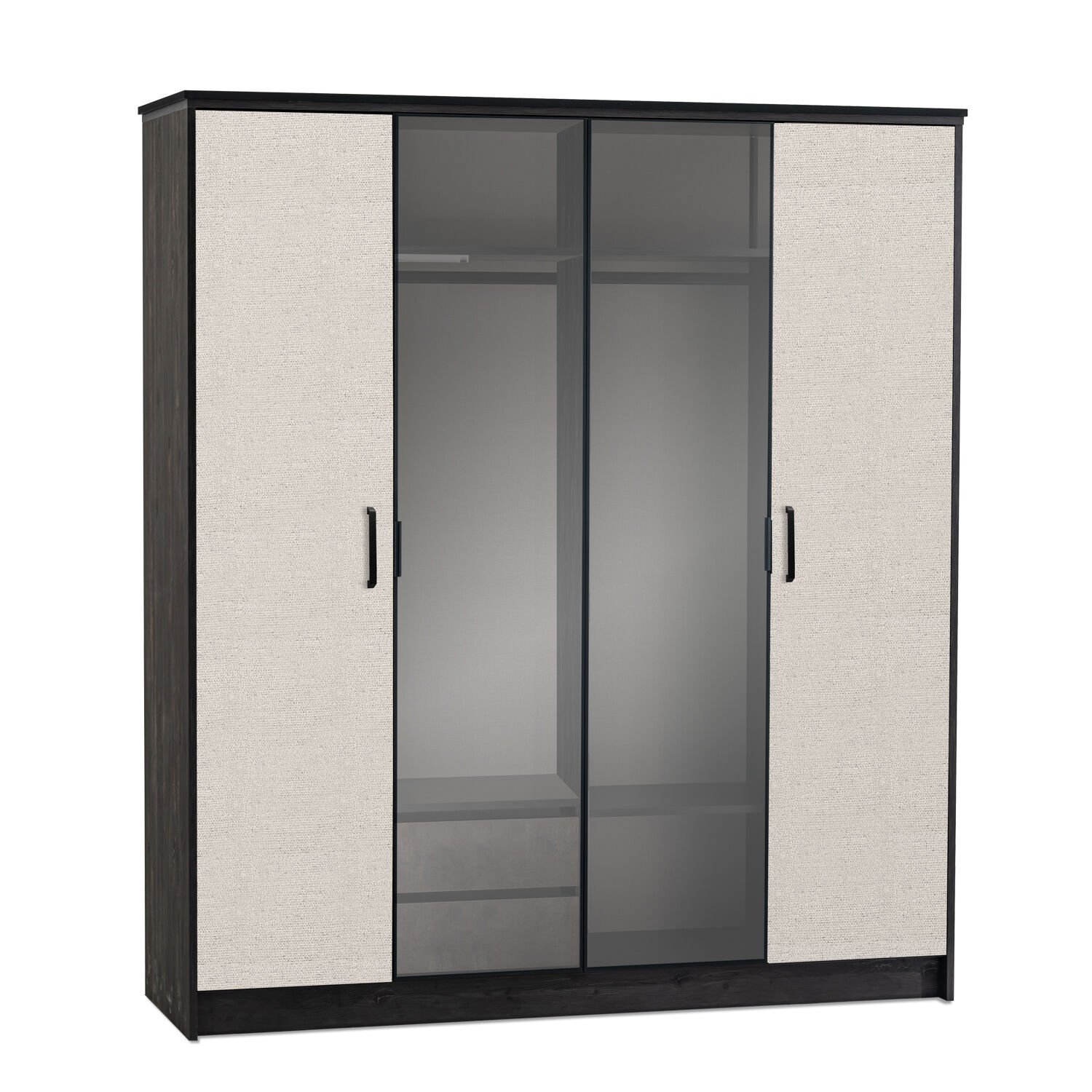 Cosmos 4 Kapaklı Dolap Ahşap + Cam Kapaklı