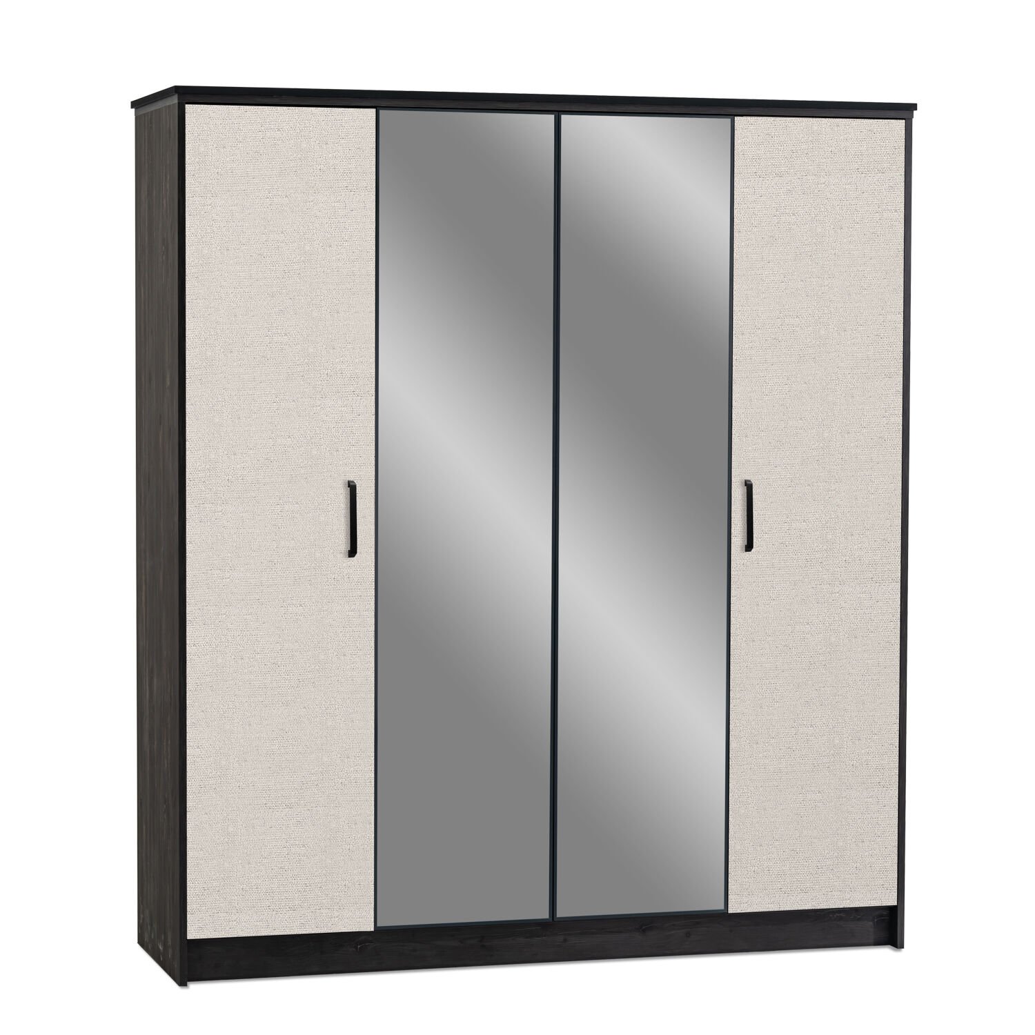 Cosmos 4-Door Wardrobe, Wood + Mirror Doors