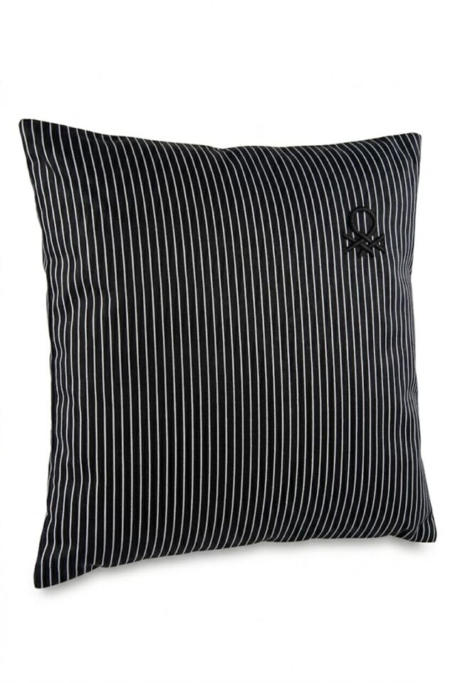 Benetton Striped Cushion, Black