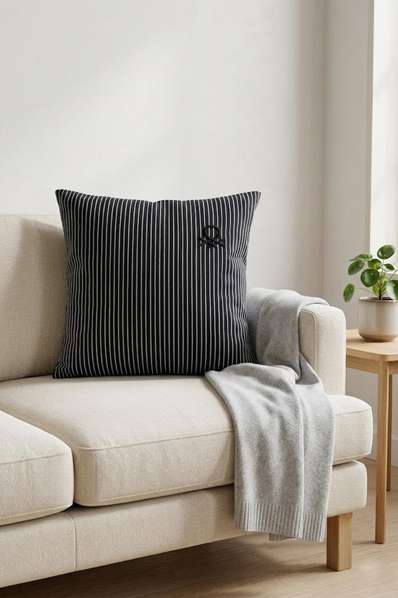 Benetton Kırlent Çizgili Siyah