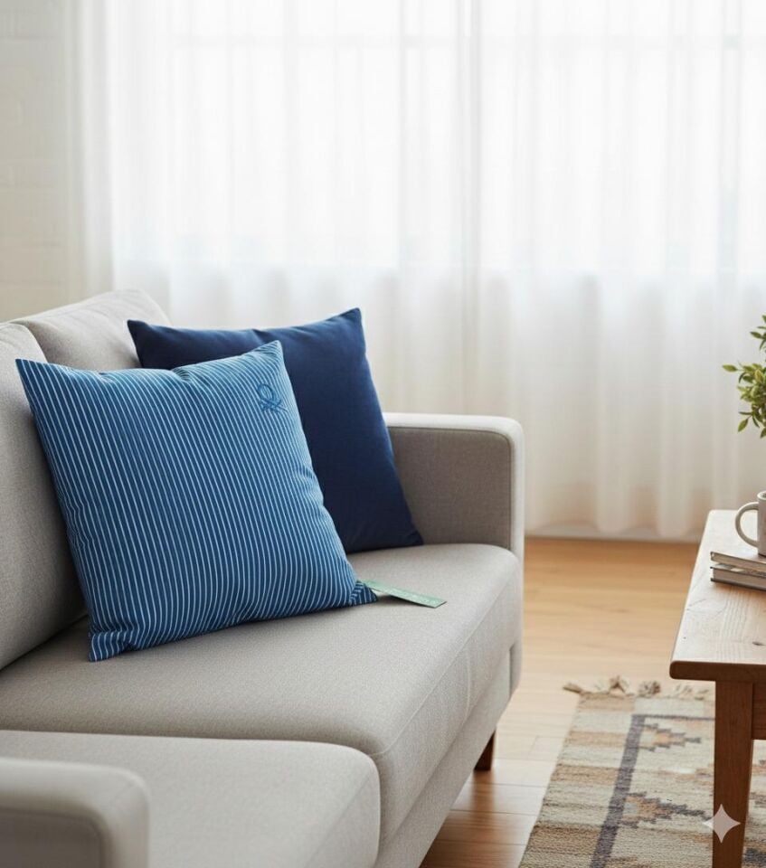 Benetton Striped Blue Cushion