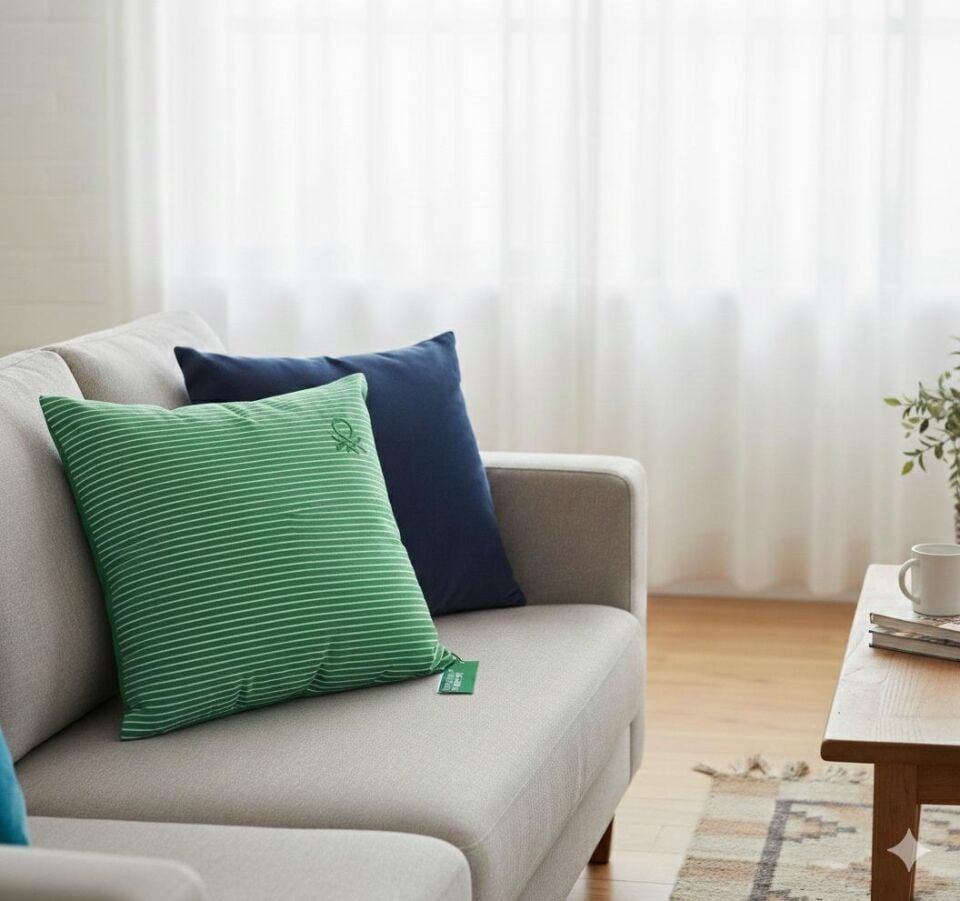Benetton Striped Green Cushion