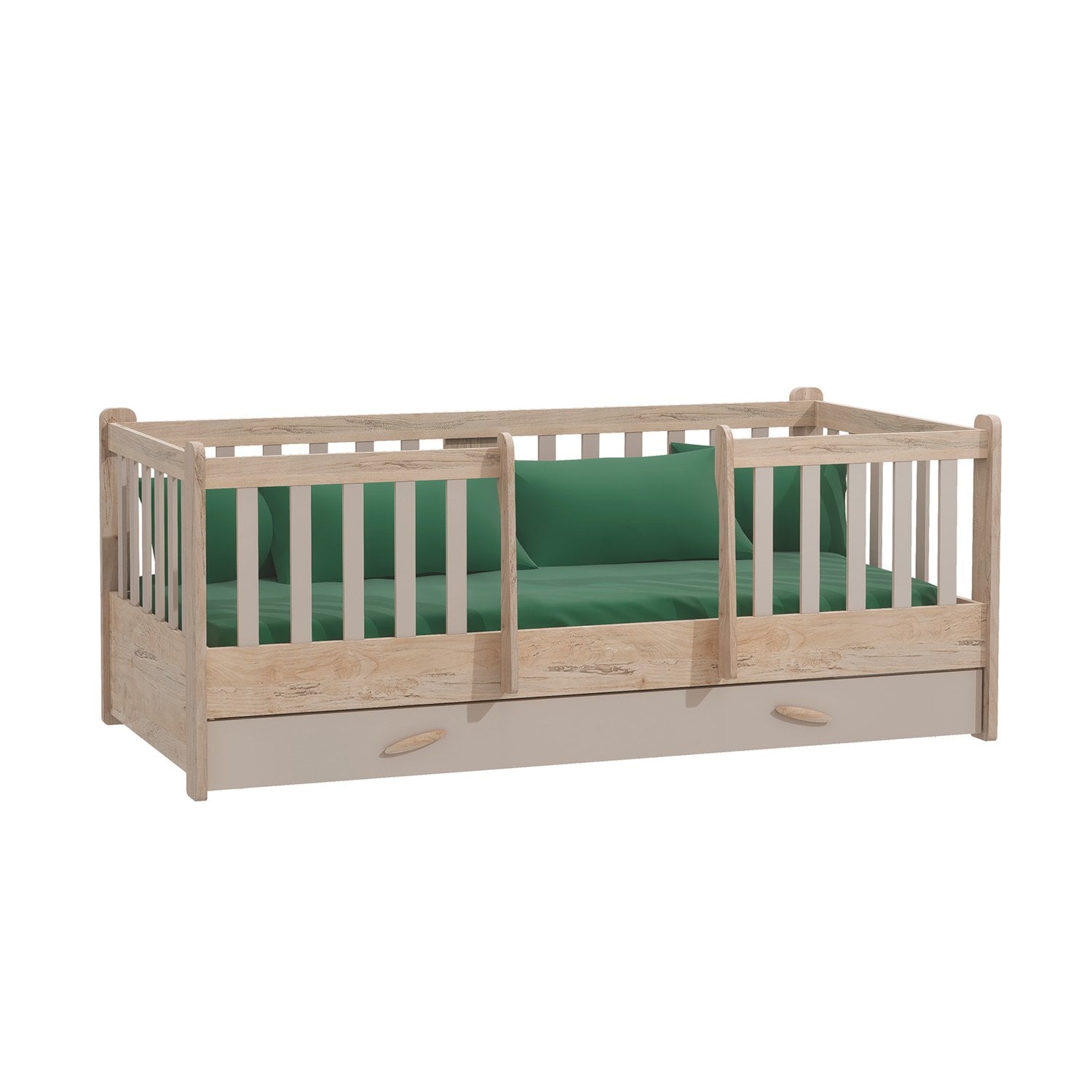 My House with railing Montessori Bed 90x200cm