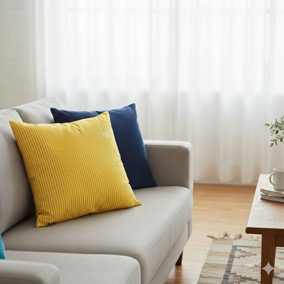 Benetton Striped Yellow Cushion