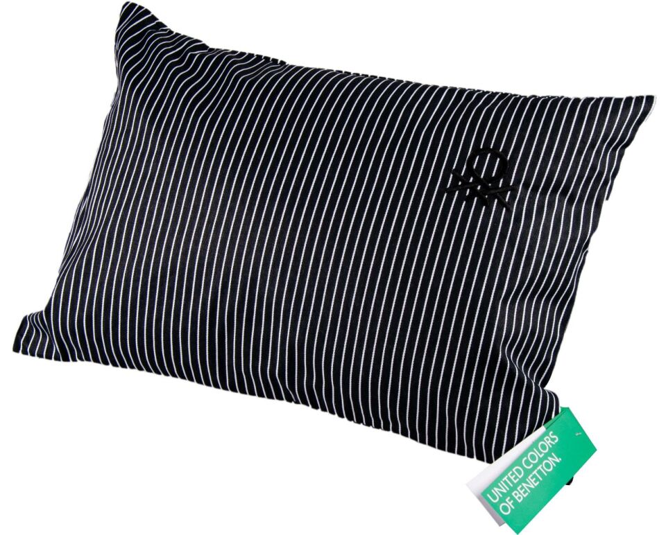 Benetton Striped Cushion, Black