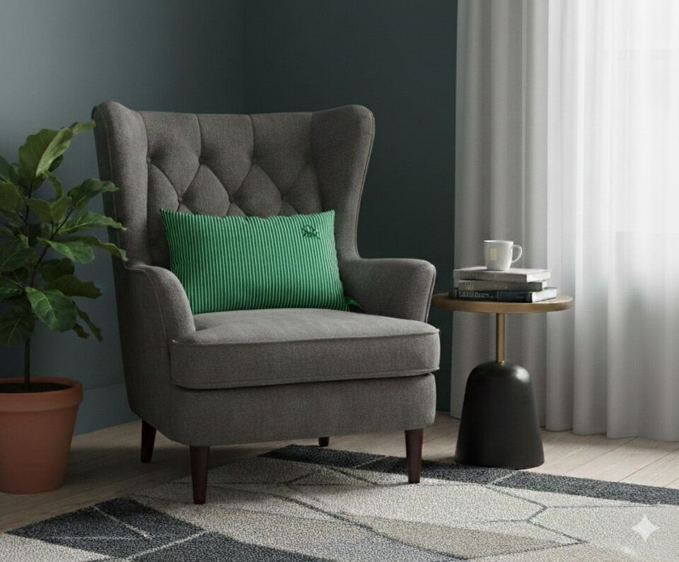 Benetton Striped Cushion Green