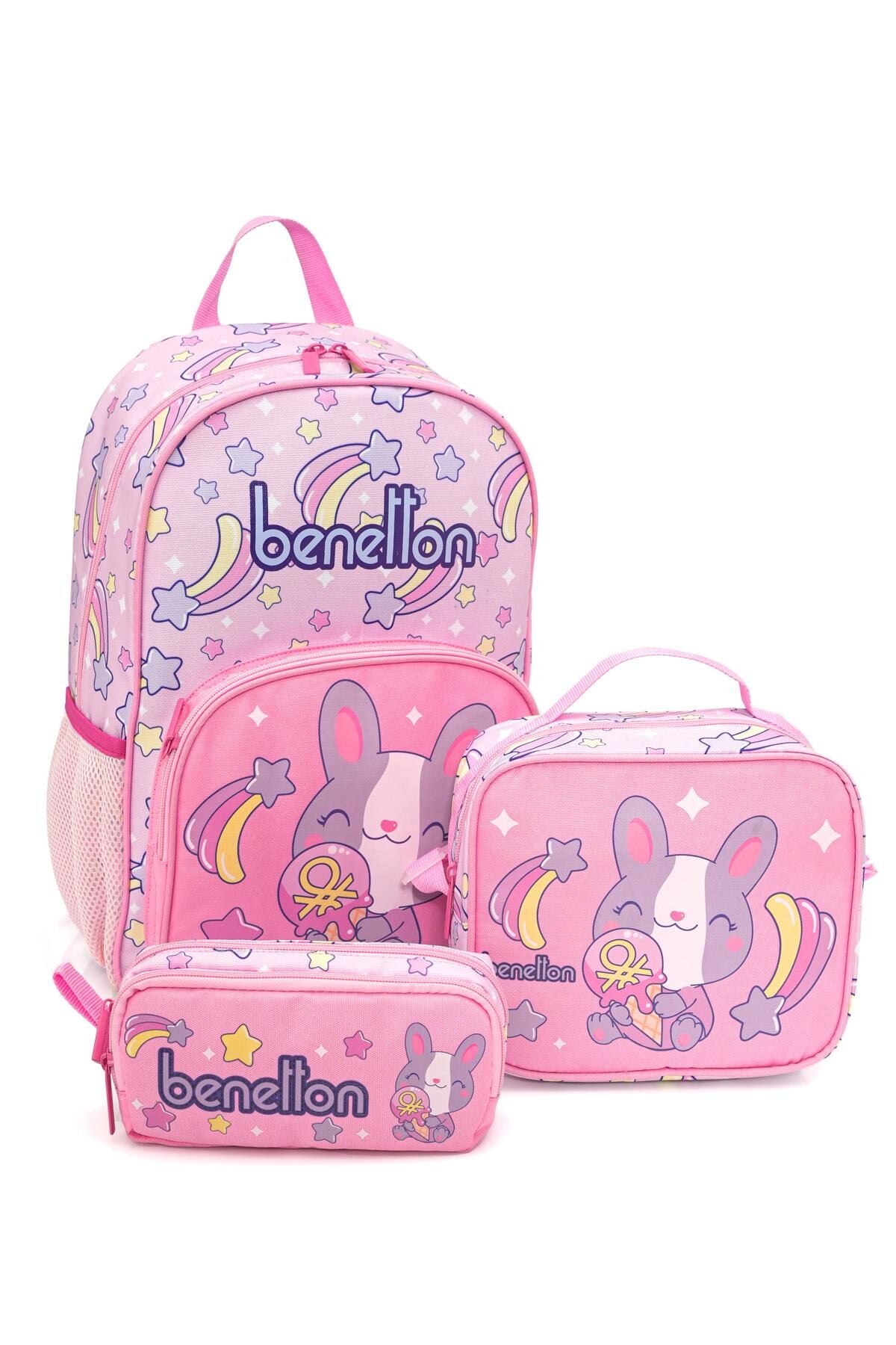 Benetton Kız Çanta Seti 3'lü Pembe