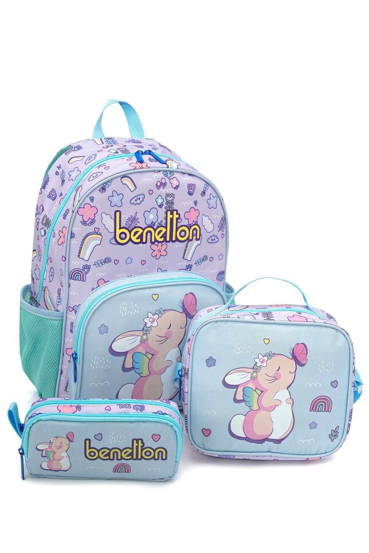 Benetton Kız Çanta Seti 3'lü Mor