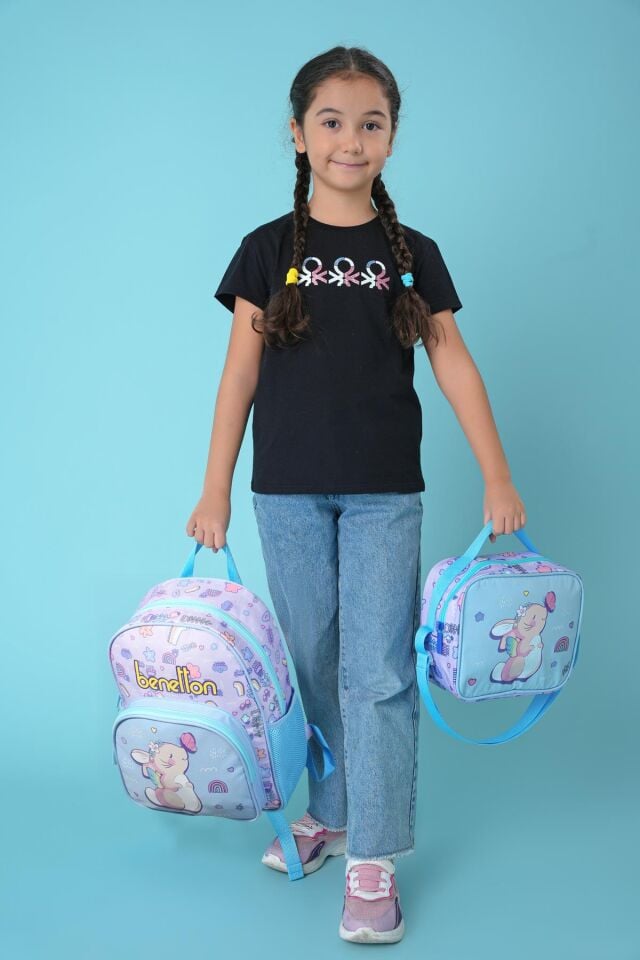 Benetton Kız Çanta Seti 3'lü Mor