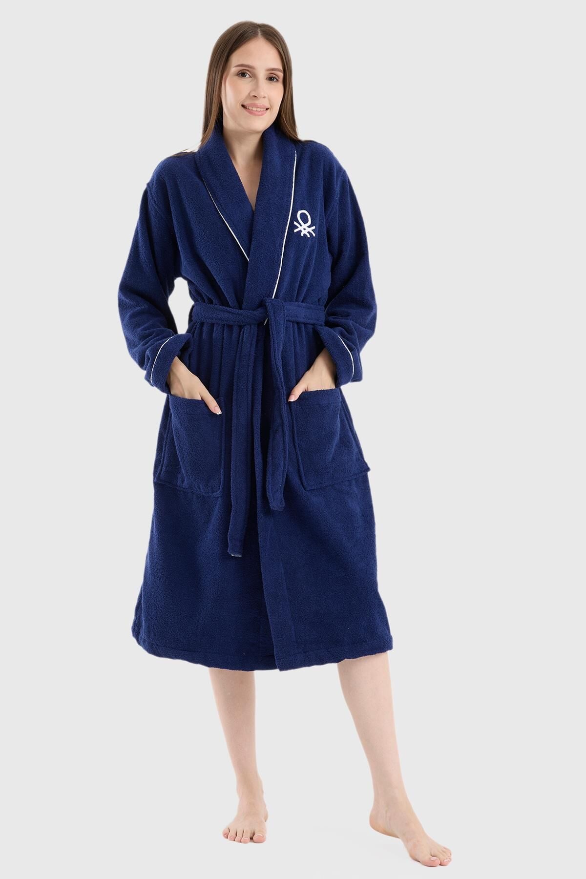 Benetton Bademantel Marineblau