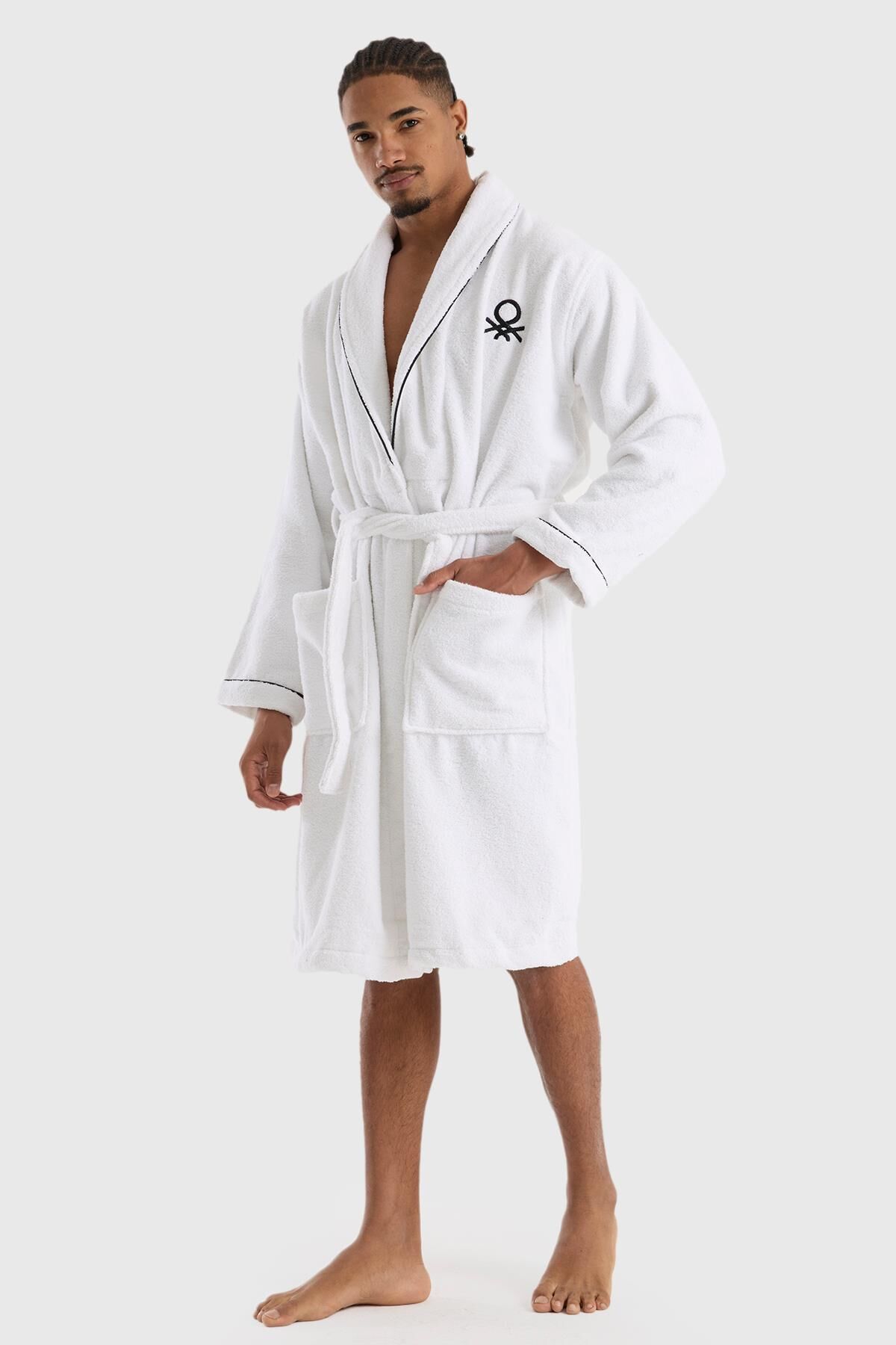 Benetton Bademantel Weiß