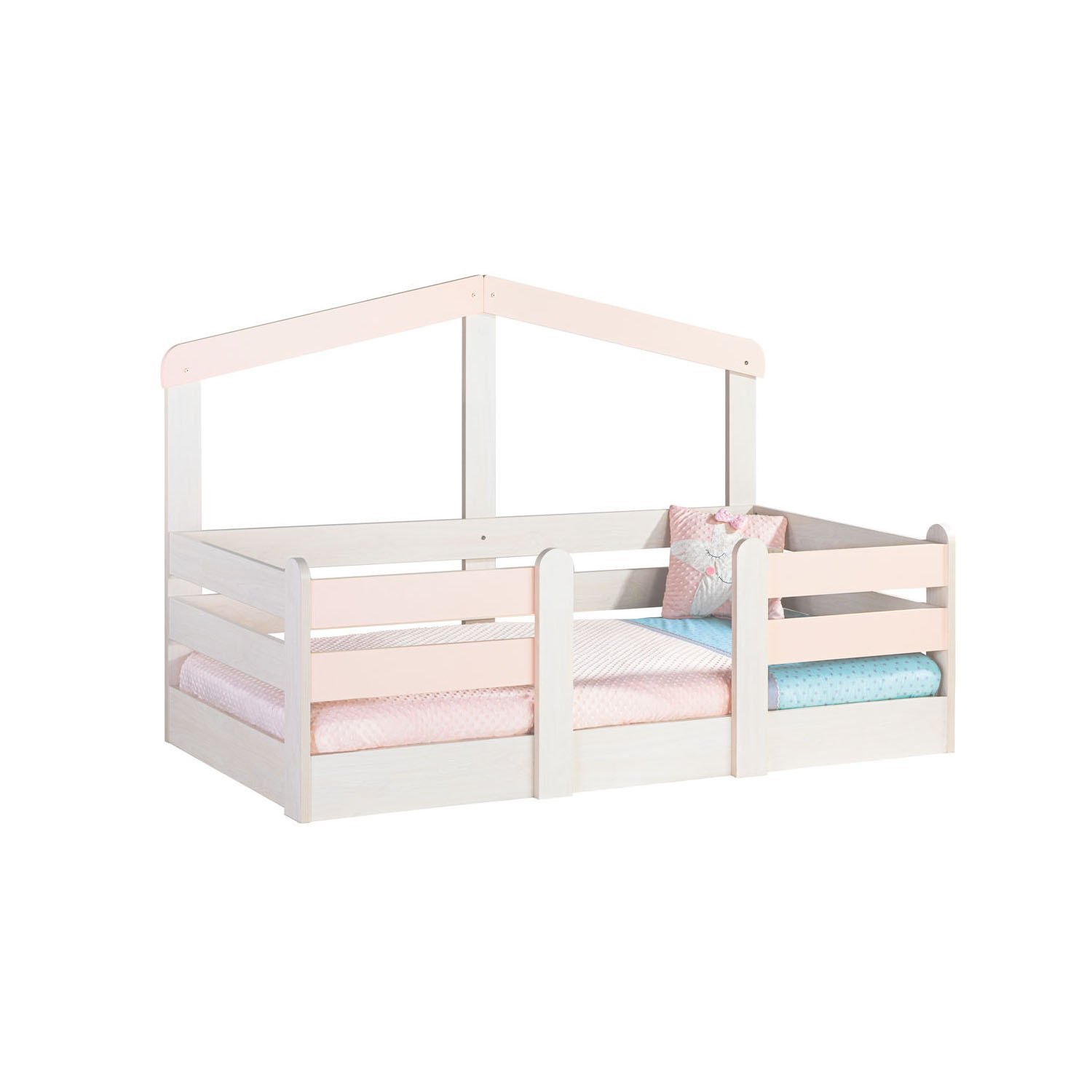 Pink House Bed without Roof 90x190cm