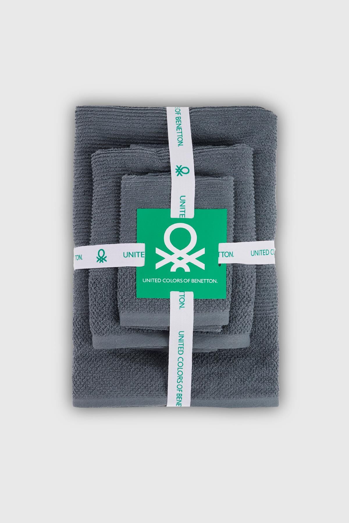 Benetton Havlu Set 3'lü Koyu Gri