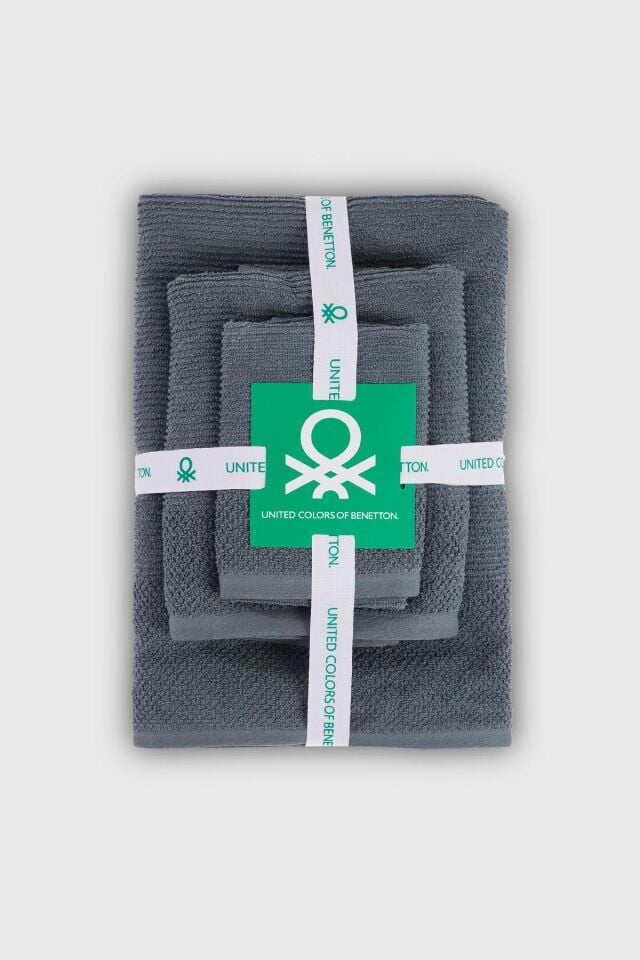 Benetton Havlu Set 3'lü Koyu Gri