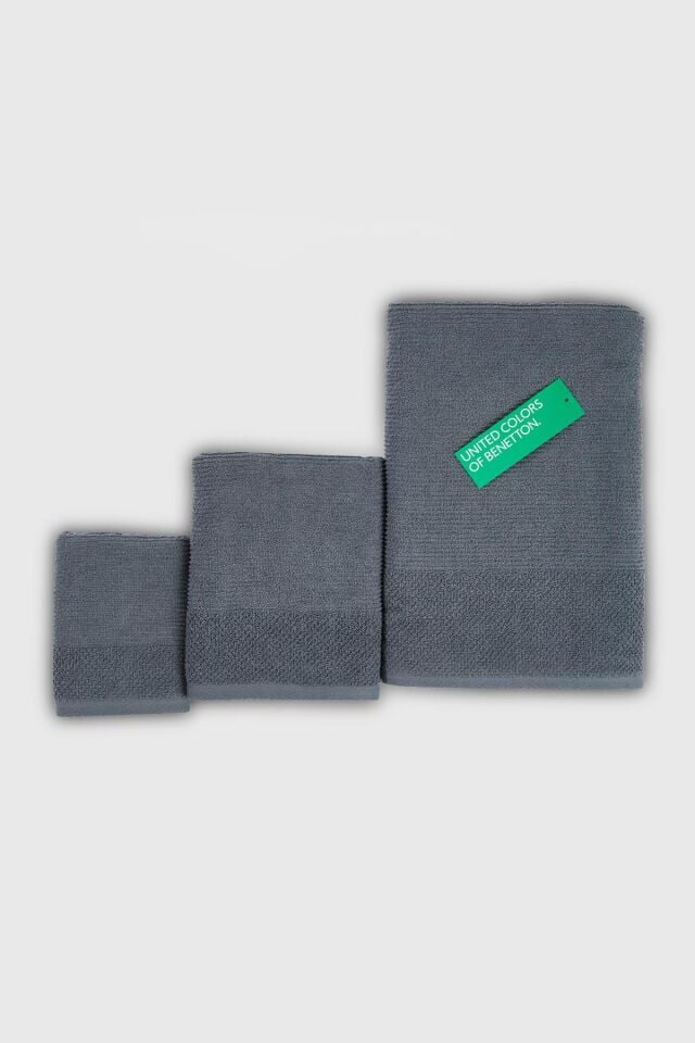 Benetton Havlu Set 3'lü Koyu Gri