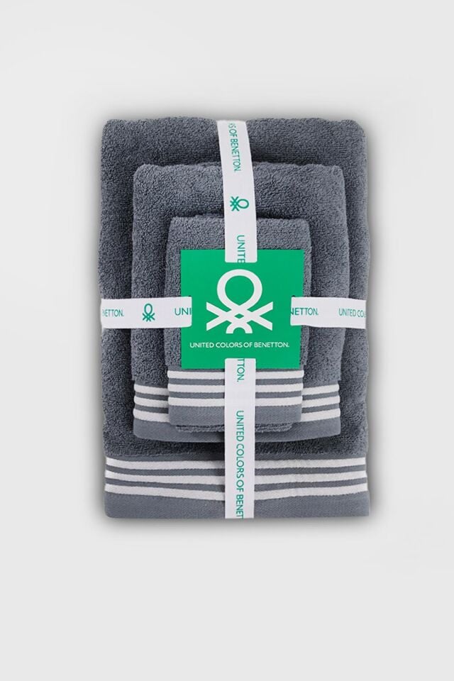 Benetton Havlu Set 3'lü Koyu Gri