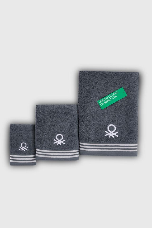 Benetton Havlu Set 3'lü Koyu Gri