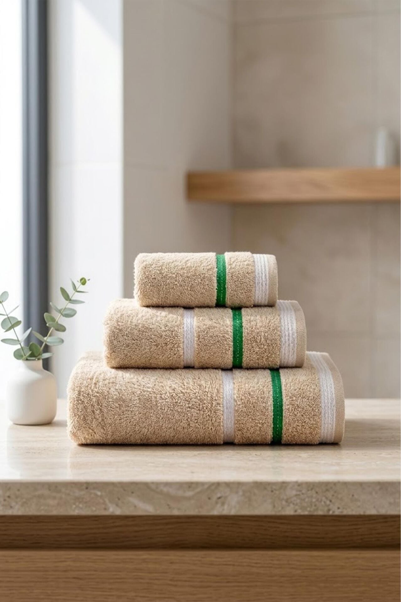 Benetton Havlu Set 3'lü Bej