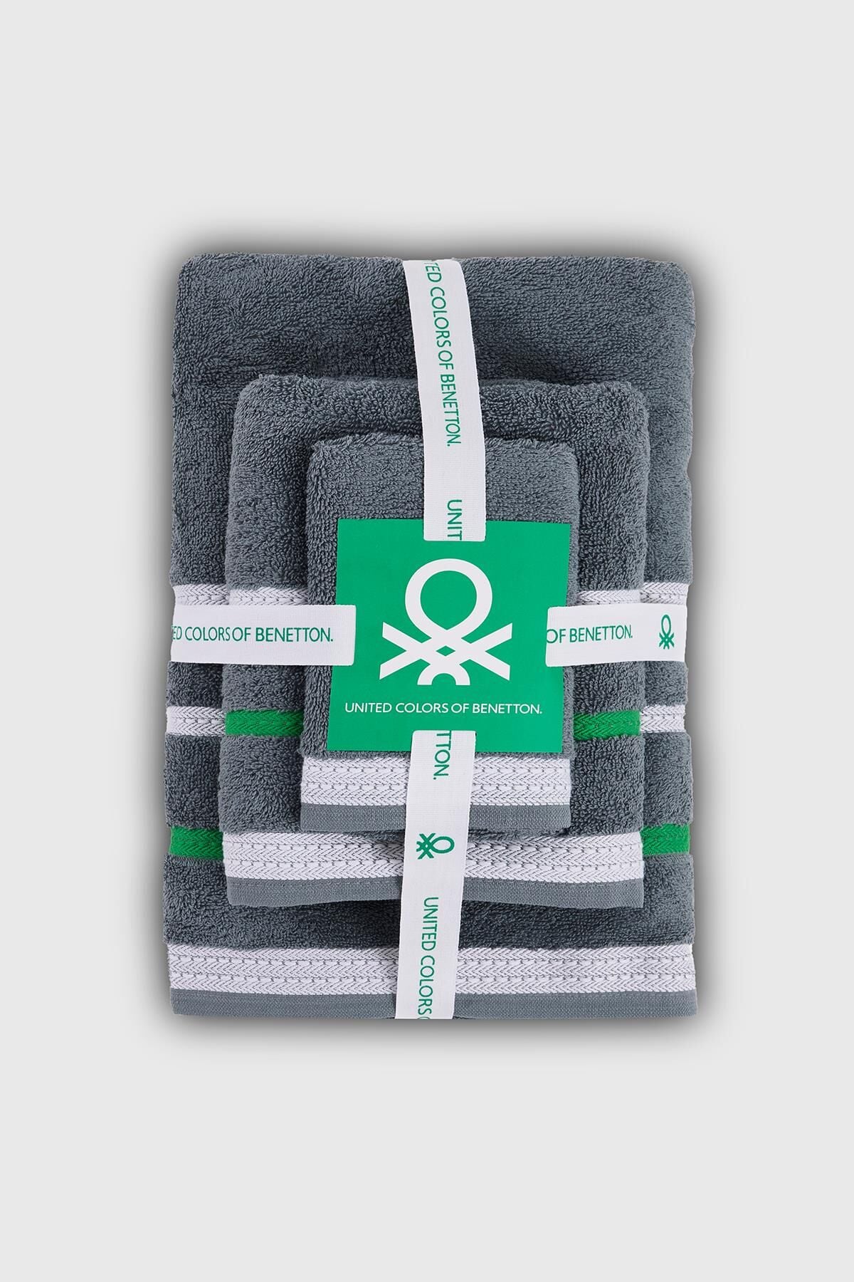 Benetton Havlu Set 3'lü Koyu Gri