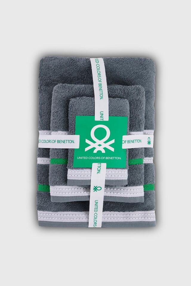 Benetton Havlu Set 3'lü Koyu Gri