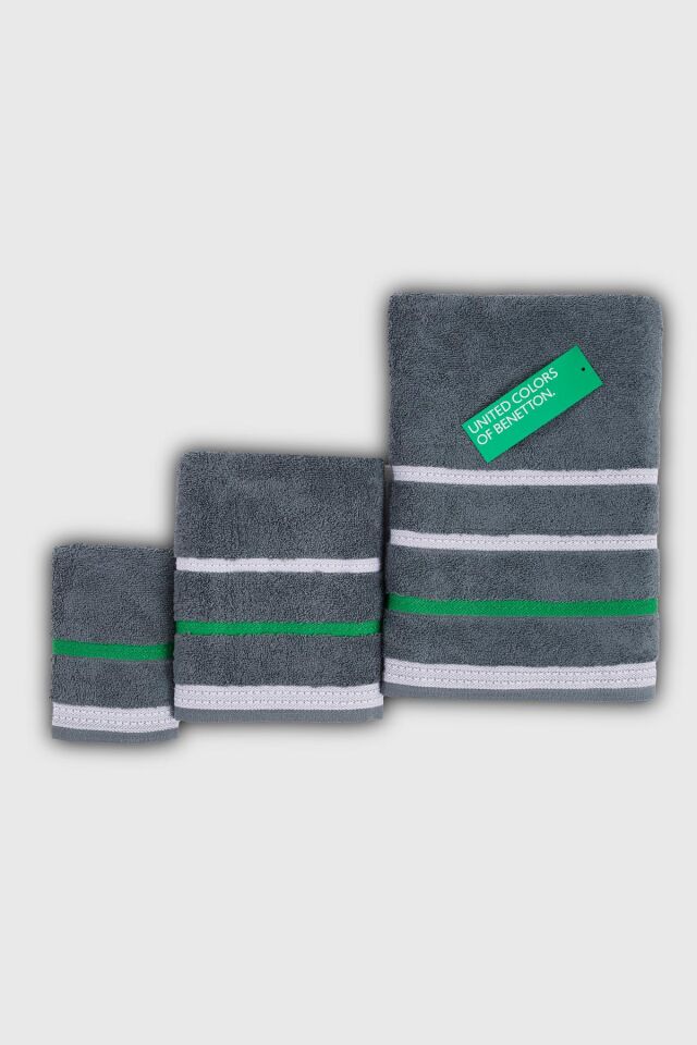 Benetton Havlu Set 3'lü Koyu Gri