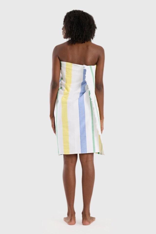 Hamam Havlusu Mavi Yeşil Sarı Çizgili