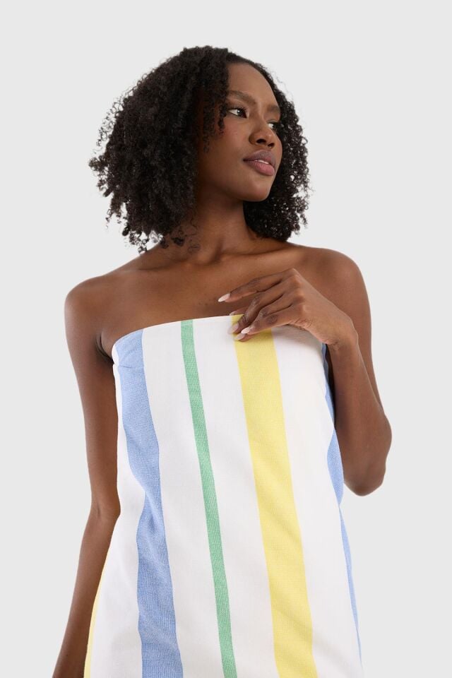 Hamam Havlusu Mavi Yeşil Sarı Çizgili