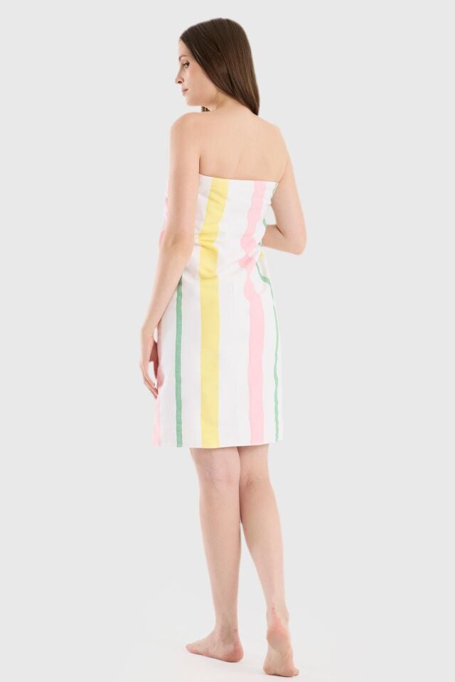 Hamam Havlusu Pembe Yeşil Sarı Çizgili