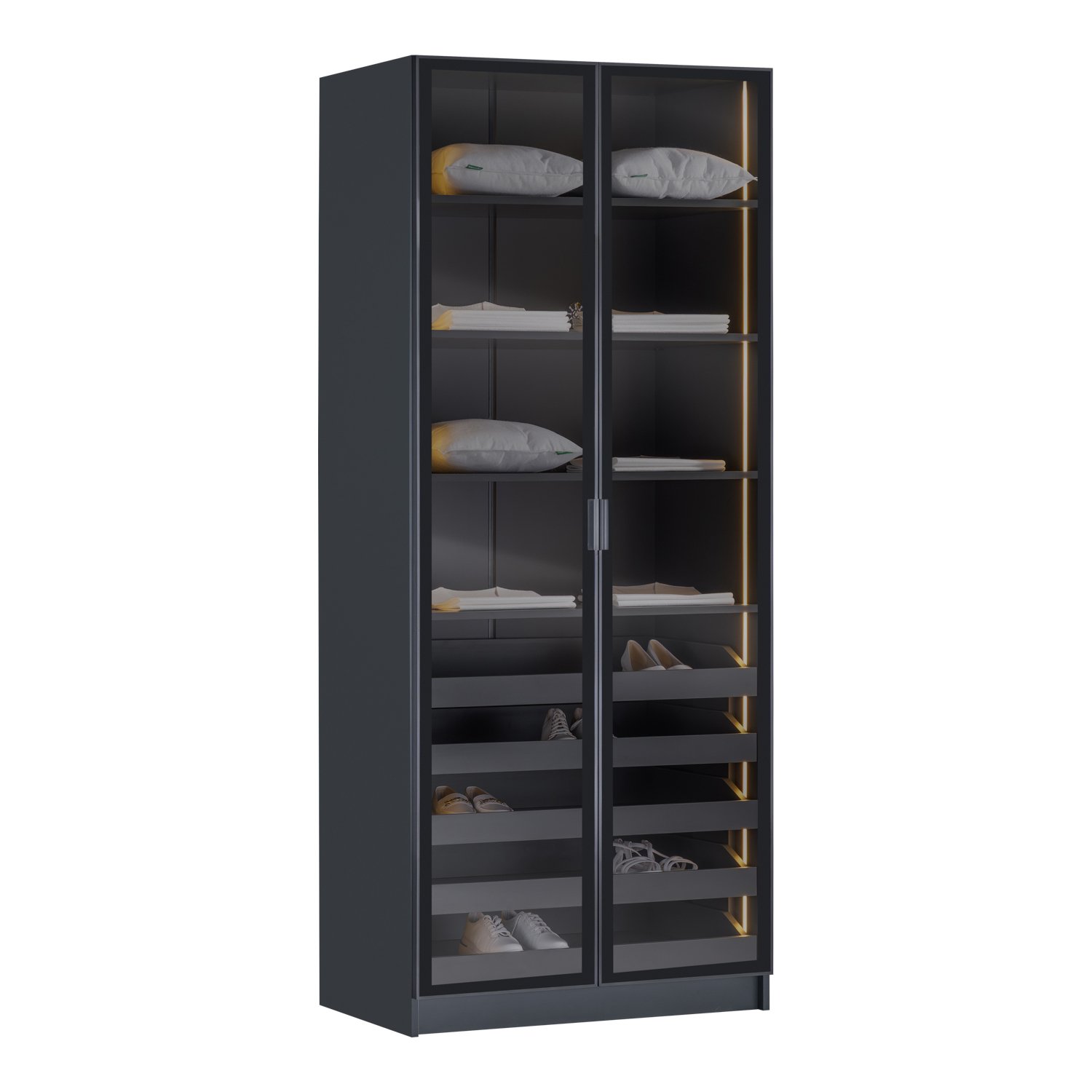 York Antrasit 2K Ayakkabılıklı Dolap