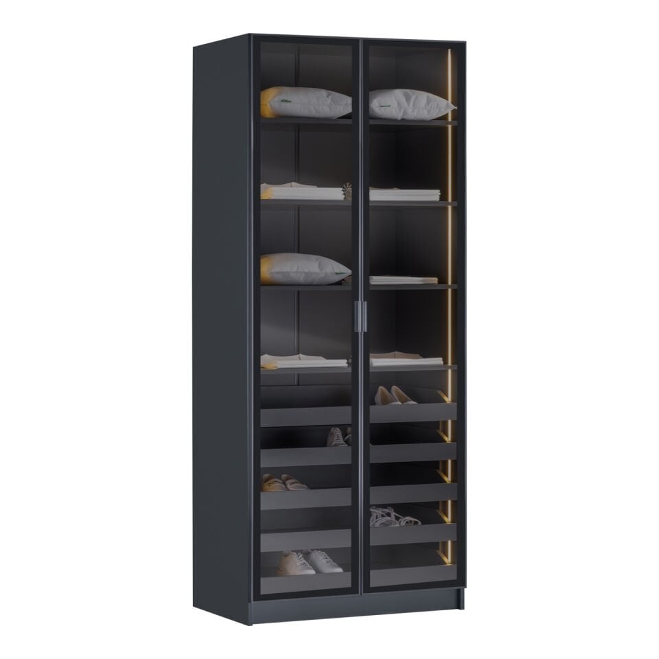 York Antrasit 2K Ayakkabılıklı Dolap