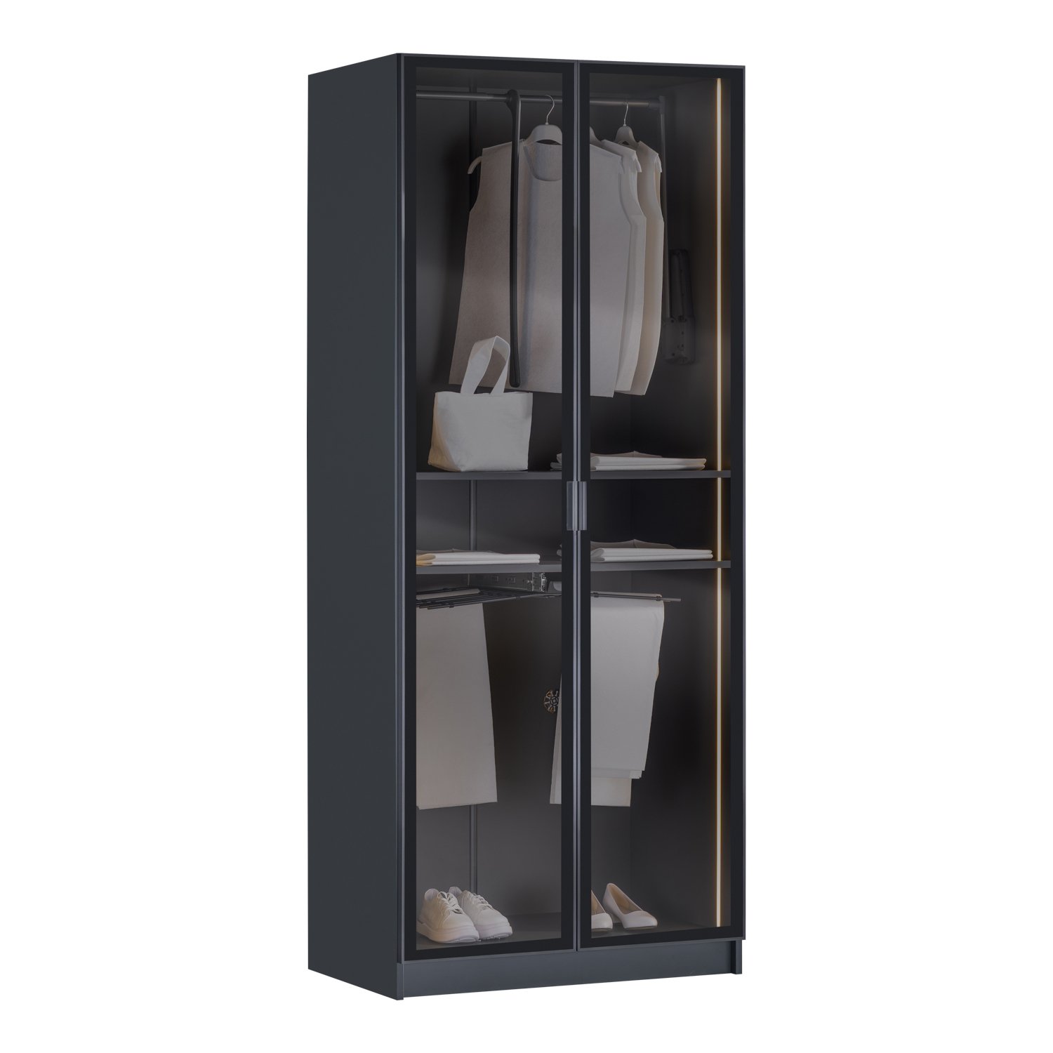 York Antrasit 2K Pantolonluklu Dolap