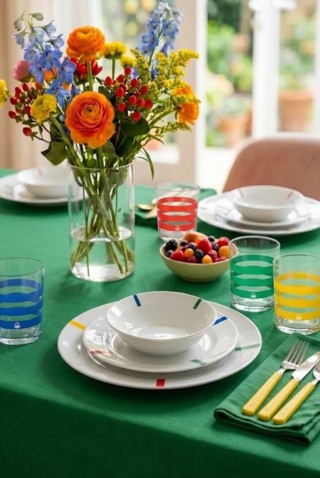 Yemek Takımı 18 Parça Renkli Çizgili